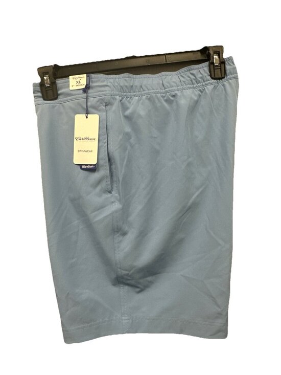Caribbean Men's XL Cargo Swim Trunks Lined Indigo Blue Shorts 9" inseam - Picture 2 of 8